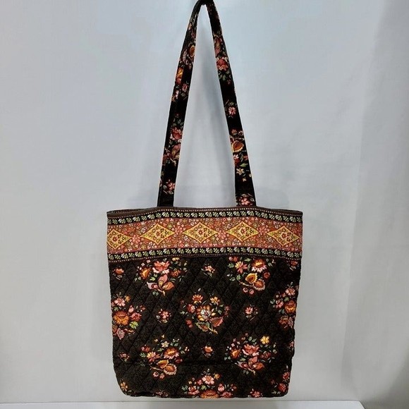 Vera Bradley Chocolat Brown Quilted Cotton Shopper Tote Bag - Picture 4 of 12